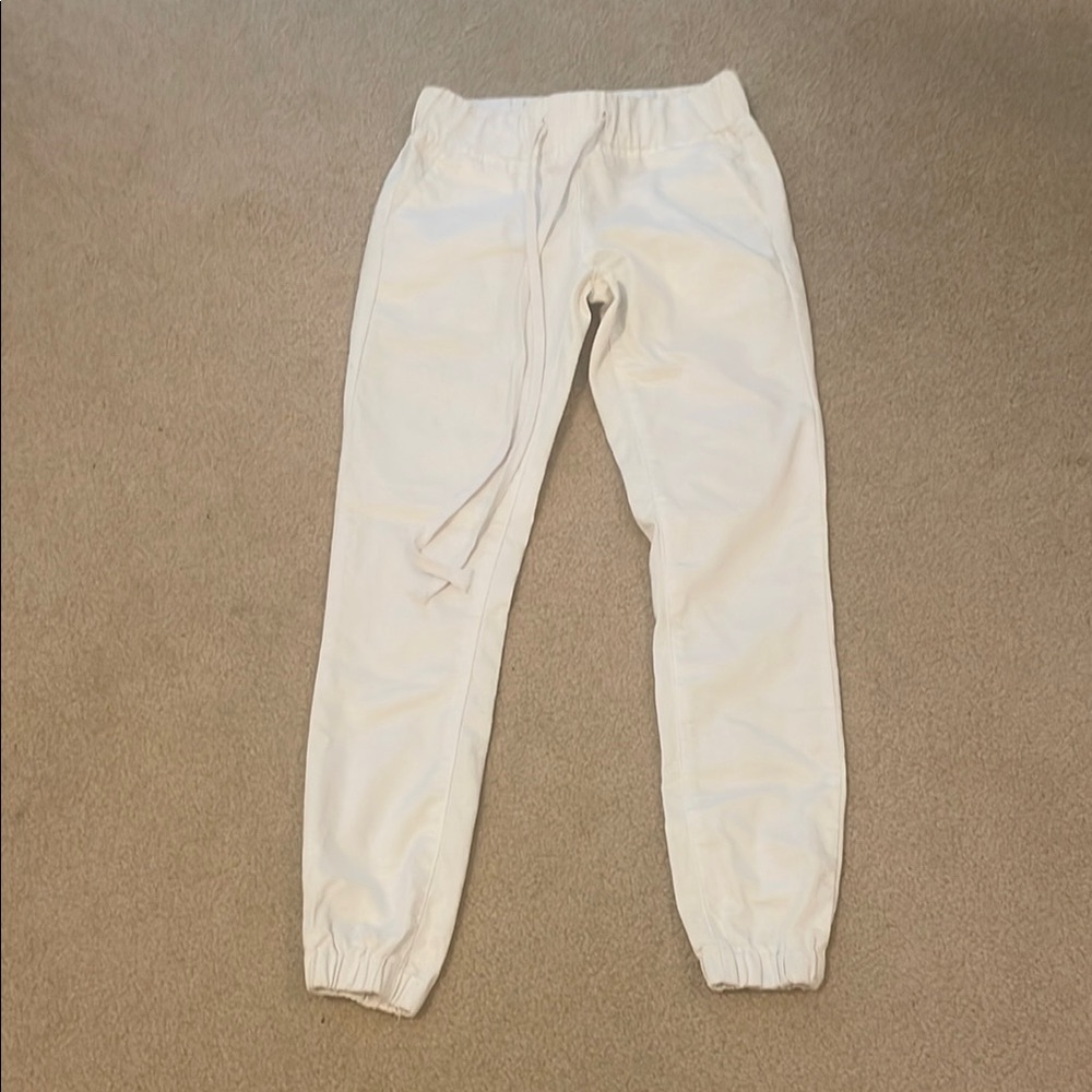 VIP White Sweatpants with Elastic Cuffs and Relaxed Fit